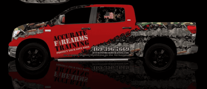 accurate firearms training truck wrap concept art